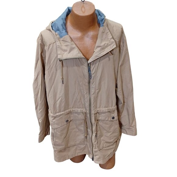 Columbia Mens Tan Water-Resistant Hooded Jacket 3X Lightweight Cotton Nylon - Picture 1 of 8